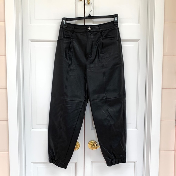 Zara Black Faux Leather Jogger Pants - Picture 12 of 12